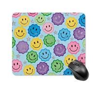 Happy Face Print Mouse Pad Square Mice Mat Waterproof Computer Mousepad with Non-Slip Rubber Base Wireless Mice Pad for Laptop Office Home Personalized Gaming Mousepad 25 * 30cm
