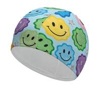 Happy Face Print Swim Cap for Women Men Swimming Hat Bath Waterproof Pool Caps for Long Thick Curly Hair