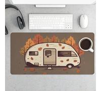 Happy Fall Camper Gaming Mouse Pad 12x24 Inch Desk Pad Protector Waterproof Non-Slip Rubber Base Keyboard Mat Extra Large Desktop Mat for Office Home Computer Laptop Table Accessory
