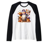 Happy Fall Gnome with Farm Fresh Pumpkins and Autumn Vibes Raglan Baseball Tee