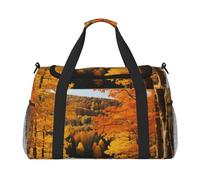 Happy Fall Print Travel Duffel Bag for Men & Women, Foldable Travel Bags and Spacious Weekender Tote Bag for Storage Toiletry Luggage Personal Item, Black, L