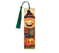 Happy Fall Wood Bookmark for Book Lovers Birthday Teachers Gift, Handmade Craft Book Marks Ornaments with Tassel Exquisite Reading Page Markers for Men Women