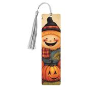 Happy Fall Wood Bookmark for Book Lovers Birthday Teachers Gift, Handmade Craft Book Marks Ornaments with Tassel Exquisite Reading Page Markers for Men Women