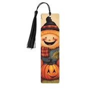 Happy Fall Wood Bookmark for Book Lovers Birthday Teachers Gift, Handmade Craft Book Marks Ornaments with Tassel Exquisite Reading Page Markers for Men Women