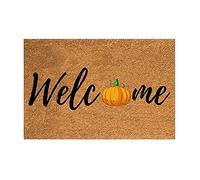 Happy Fall Y'all Doormat, Autumn Buffalo Plaid Thanksgiving Door Mat, Non-Slip Low Profile Indoor/Outdoor Entryway Rug, Farmhouse Seasonal Decor for Front Door, Kitchen, Porch
