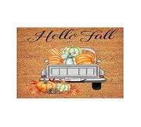 Happy Fall Y'all Doormat, Autumn Buffalo Plaid Thanksgiving Door Mat, Non-Slip Low Profile Indoor/Outdoor Entryway Rug, Farmhouse Seasonal Decor for Front Door, Kitchen, Porch