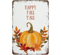 Happy Fall Y'All Fall Poster Creative Wall Art Inspirational Fall Sense Of Design Funny Novelty Vintage Retro Style Metal Tin Sign Decor For Home Gate Kitchen Dining Room Bar Cafe Gift 8x12 Inch