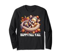 Happy Fall Yall Graphic for Women Girls Cute Chihuahua Puppy Long Sleeve T-Shirt