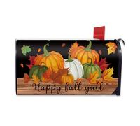 Happy Fall Y'all Pumpkin Mailbox Cover Magnetic Standard Size 20.5" x 18" Autumn Maple Leaves Decorative Post Letter Box Wrap Decor Farmhouse Rustic Garden Yard Outdoor Decoration