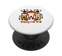 Happy Fall Y'all Pumpkin Teeth Design PopSockets Adhesive PopGrip