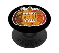 Happy Fall Y'all! Vintage Autumn Lover Pumpkin Leaves Retro PopSockets Adhesive PopGrip