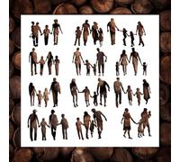 Happy Family Stencil Template - Reusable Human Figure Silhouette Stencils for Painting on Wood, Glass, Wall Rock, Walls, Canvas, Glassware, Spray Painting, Airbrushing, Crafts (12x12)