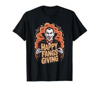 Happy Fangs Giving Funny Vampire Halloween Thanksgiving Pun T-Shirt