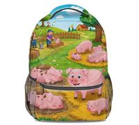 Happy Farm Theme Kids Backpack, Cartoon Pig Farmer Rural Style School Bag, 3D Printed Backpack for Boys and Girls, Lightweight Travel Backpack (print 1)
