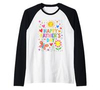 Happy Father’s Day Cute Hand Drawn Colorful Doodle Dad Raglan Baseball Tee
