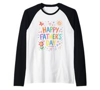 Happy Father’s Day Cute Hand Drawn Colorful Doodle Dad Raglan Baseball Tee