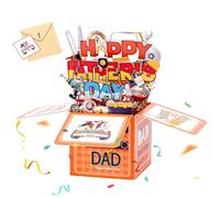 Happy Father’s Day Pop Up Card, 3D Happy Fathers Day Pop Up Gift Paper Card with Envelope, Light and Music for Dad Husband Papa Grandpa From Son Daughter Wife