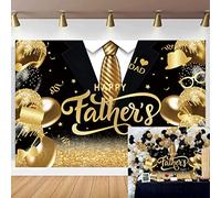 Happy Father's Day Backdrop Black Gold Glitter Balloon Father's Day Photography Background I Love Dad Thank You Daddy Family Festival Party Decoration Black Gold 7x5FT