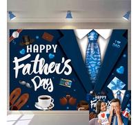 Happy Father's Day Banner Backdrop 7X5FT I Love Dad Father's Day Party Background Thank You Daddy Festival Shirt Tie Tools Fathers Day Photography Backdrop (Blue, 10X8FT(120X96inch))
