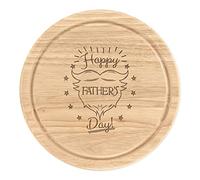 Happy Father's Day Beard Wooden Chopping Cheese Board Round 25cm