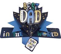 Happy Father's Day Best Dad In The World Pop Up Greeting Card 3D Pop-Up Cards FPOP007