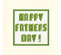 Happy Fathers Day - Block Wording Counted Cross Stitch Card Kit 14ct Square | Create a handmade card in a bold modern style, perfect for Dads & Grandads. Choose from Blue, Aqua, Green, Orange & Red.
