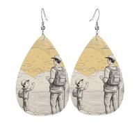 Happy Fathers Day By Son Print Teardrop Earrings For Women Leather Dangle Earrings Jewelry For Birthday Party Valentine