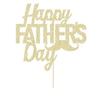 Happy Fathers Day Cake Topper 11 Colours Fathers Day Decorations Double Sided Glitter Cake Decoration Fathers Day Custom Gifts for Men Dad (Champagne Gold)