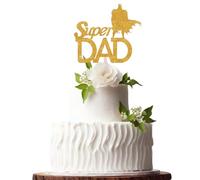 Happy Fathers Day Cake Topper Glitter Cardstock Toppers - (Super Dad GOLD)