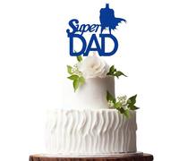 Happy Fathers Day Cake Topper Glitter Cardstock Toppers - (Super Dad Tranquillity Blue)