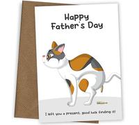 Happy Father's Day Card from Cat | Present from Feline Father's Day Card for Him - Funny Cards from Cat to Dad - Rude Adult Humour Cards for a Kitten Owner