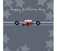 Happy Fathers Day Card - Vinyl and Union Jack Mini Design with Silver Foil Text - 15cm Square