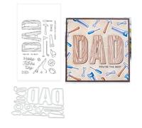 Happy Father's Day DAD Silicone Clear Stamp with Carbon Steel Die-Cut for Scrapbooking & Journal Decorations DIY Album Card Making Supplies