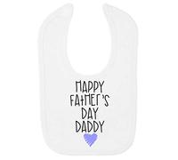 Happy Father's Day Daddy (Blue Scribble Heart) [FD19] Cotton Baby bib - White