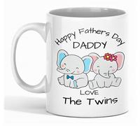 Happy Fathers Day Daddy Love The Twins Coffee Mug for Dad of Twin Boy and Girl