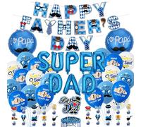 Happy Fathers Day Decorations, Happy Father's Day Banner Super Dad Foil Balloon, Cake Topper Best Dad Latex Balloons Fathers Day Party Supplies, Ideas Banner Sign Decor Photos Background