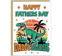 Happy Fathers Day Dinosaur Cards DaddySaurus | Father's Day Card for Dad | 4 Fun T-Rex Dino Designs | Personalisation Inside (Design 1)