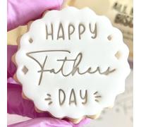 Happy Fathers Day Fondant Stamp Embosser Biscuits Cookies fits m&s Biscuits Father Dad Daddy Gifts Ideas Decoration Reusable Marks and Spencers Free Matching Cutter