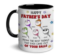Happy Father's Day From The Best Things That Ever Came Out Of Your Balls | Ceramic Coffee Mug | Father's Day Mug | Stylish Printed Design | Tea & Coffee Cup | 11oz | Black Two-Tone Design