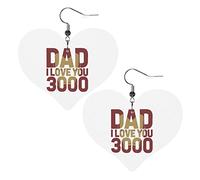 Happy Father'S Day Gift I Love You Dad Leather Earrings For Women Dangle Earring Drop Heart Pendant With Hook Gifts For Adult Girl