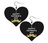 Happy Father'S Day Gift Leather Earrings For Women Dangle Earring Drop Heart Pendant With Hook Gifts For Adult Girl