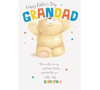 Happy Father's Day Grandad Card with Teddy Bear Design, Colourful Text, Grateful Message