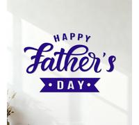 Happy Fathers Day Greeting Hand Written Lettering Fine Carving Stickers 36x55.9cm Personalized Customization DarkBlue