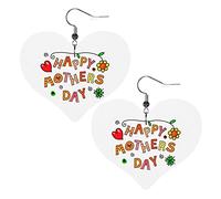 Happy Father'S Day Leather Earrings For Women Dangle Earring Drop Heart Pendant With Hook Gifts For Adult Girl
