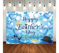 Happy Father's Day Party Photography Backdrop I Love Dad Blue Heart Sequin Spots Background Thank You Daddy Print Wall Decorations Backdrop Party Background Poster Decor