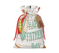 Happy Father'S Day Printing Drawstring Christmas Bag With Kraft Tag 4.7x6.9 Inch For Halloween Wrapping Gifts
