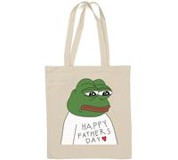 Happy Father's Day sad Pepe Meme Art Natural Cotton Tote Bag White