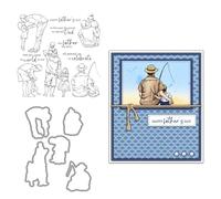 Happy Father's Day Silicone Clear Stamp with Carbon Steel Die-Cut for Scrapbooking & Journal Decorations DIY Album Card Making Supplies