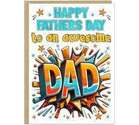 Happy Fathers Day Super Dad Comic Explosion Card - Personalised Inside Message - 5 Designs - Hammers Spanners Weights - Bold Colourful Father's Day Cards for Daddy (DAD)