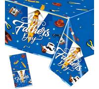 Happy Father's Day Table Cloth for Father's Day Decorations, 8.9 x 4.4 FTRectangular Waterproof Plastic Tablecloth, Daddy Themed Tablecloth for Dining Table Picnic Home Kitchen Party Decorations